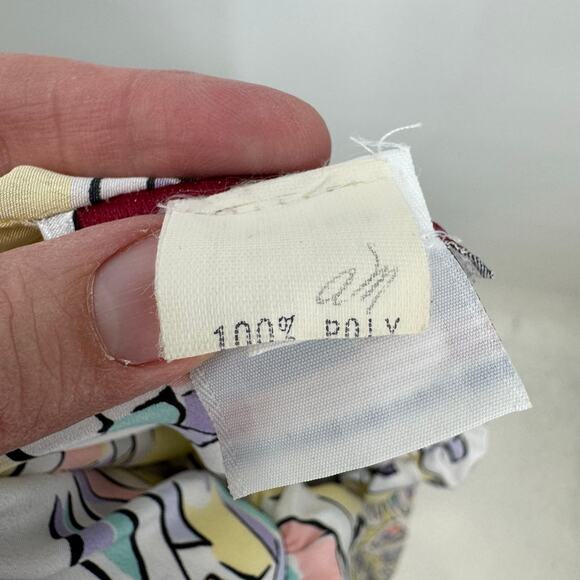 VTG Anthony Sicari Midi Dress 12 Pastel Faux Wrap Pleat Detail Smocked Waist 80s - Picture 11 of 11